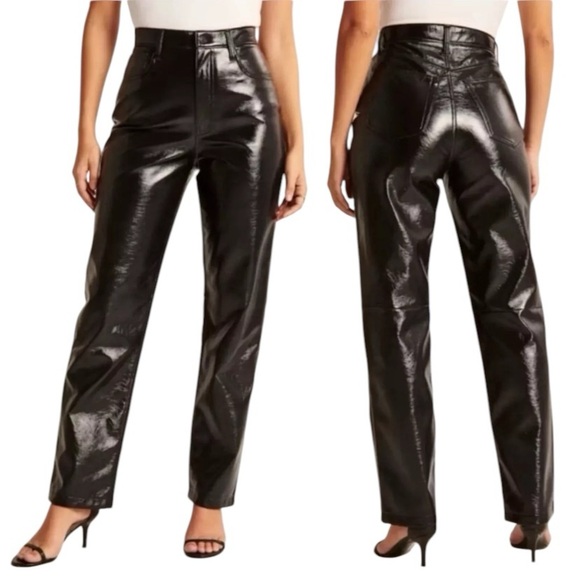 Abercrombie and Fitch 90s straight High rise faux leather pants - Picture 1 of 12